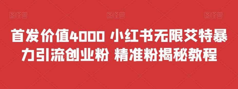 首发价值4000 小红书无限艾特暴力引流创业粉 精准粉揭秘教程-领航创业网