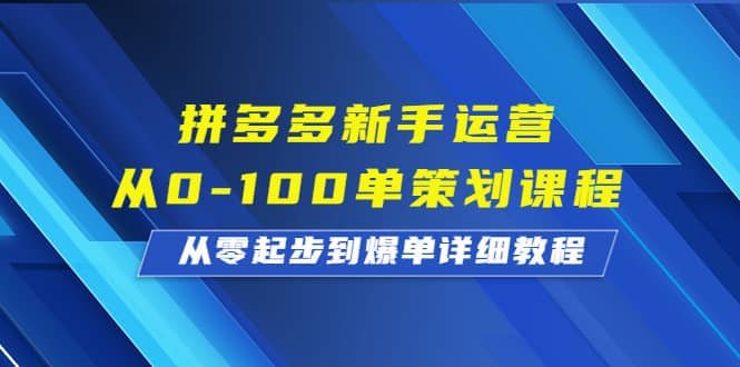 拼多多新手运营从0-100单策划课程，从零起步到爆单详细教程-领航创业网