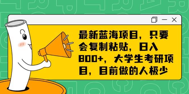 最新蓝海项目，只要会复制粘贴，日入800 ，大学生考研项目，目前做的人极少-领航创业网