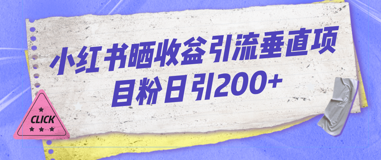 小红书晒收益图引流垂直项目粉日引200-领航创业网