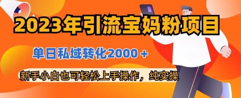 2023年引流宝妈粉项目，单日私域转化2000＋，新手小白也可轻松上手操作，纯实操-领航创业网