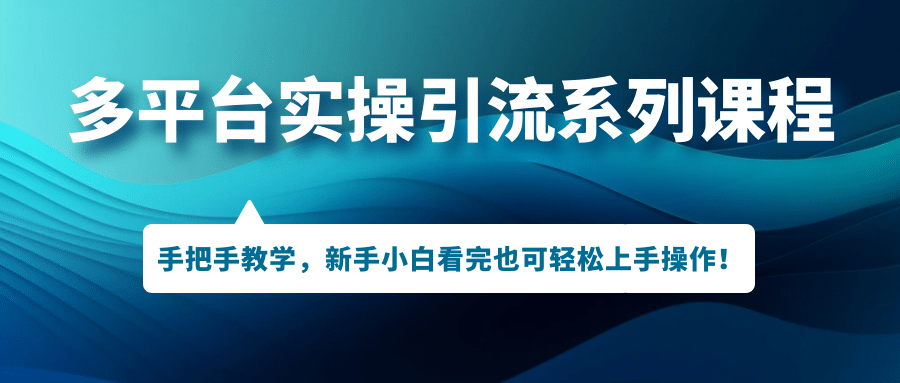 多平台实操引流系列课程，手把手教学，新手小白看完也可轻松上手引流操作-领航创业网