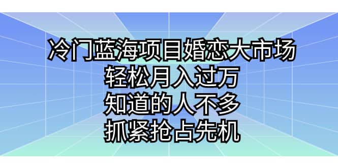 冷门蓝海项目婚恋大市场，轻松月入过万，知道的人不多，抓紧抢占先机-领航创业网