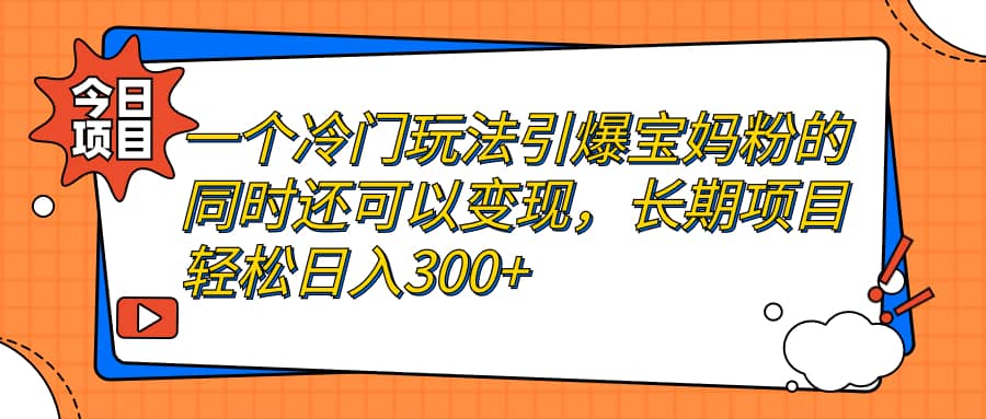 一个冷门玩法引爆宝妈粉的同时还可以变现，长期项目轻松日入300-领航创业网