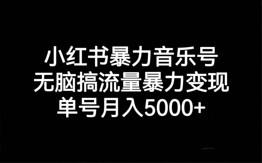 小红书暴力音乐号，无脑搞流量暴力变现，单号月入5000-领航创业网