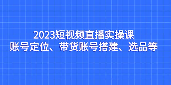 2023短视频直播实操课，账号定位、带货账号搭建、选品等-领航创业网