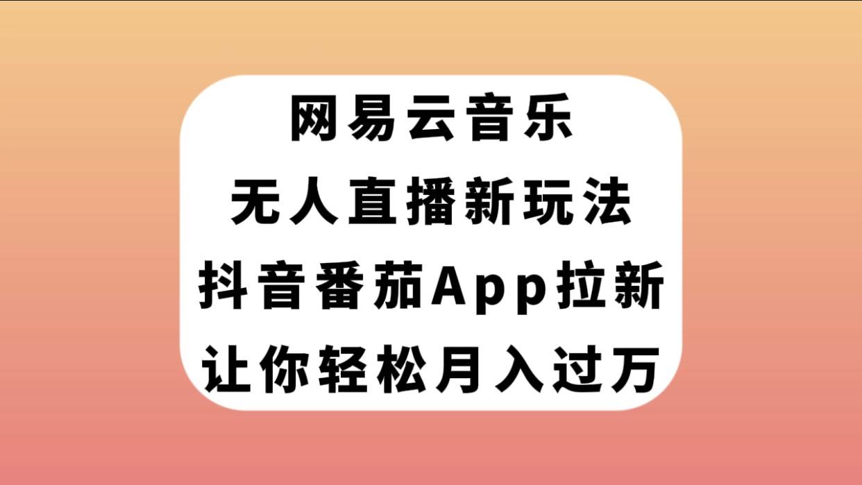 网易云音乐无人直播新玩法，抖音番茄APP拉新，让你轻松月入过万-领航创业网