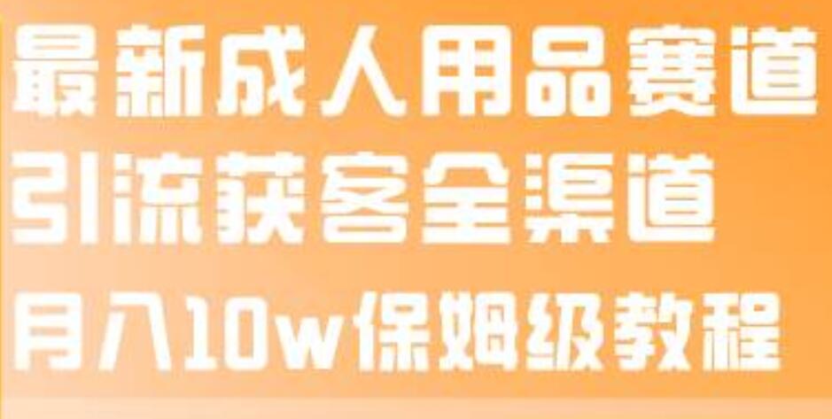 最新成人用品赛道引流获客全渠道，月入10w保姆级教程-领航创业网