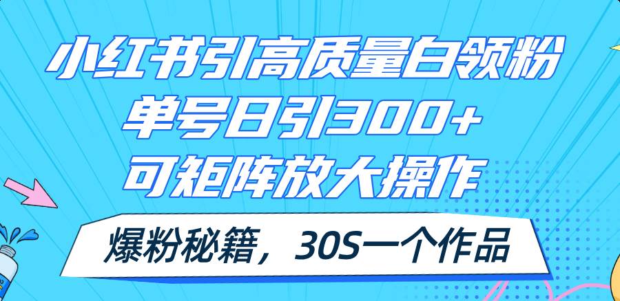 小红书引高质量白领粉，单号日引300+，可放大操作，爆粉秘籍！30s一个作品-领航创业网