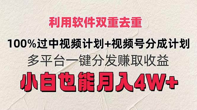 利用软件双重去重，100%过中视频+视频号分成计划小白也可以月入4W+-领航创业网