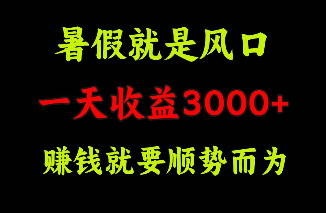 一天收益3000+ 赚钱就是顺势而为，暑假就是风口-领航创业网