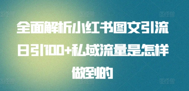 全面解析小红书图文引流日引100私域流量是怎样做到的-领航创业网