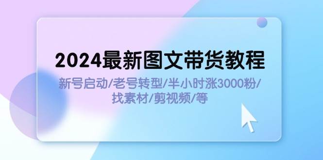 2024最新图文带货教程：新号启动/老号转型/半小时涨3000粉/找素材/剪辑-领航创业网