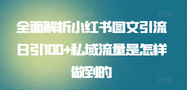 日引流100私域流量小红书图文是怎样做到的全面解析-领航创业网