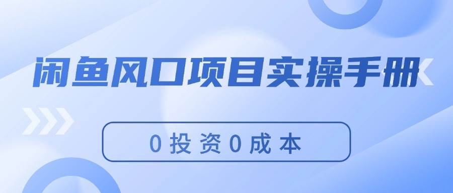 闲鱼风口项目实操手册，0投资0成本，让你做到，月入过万，新手可做-领航创业网