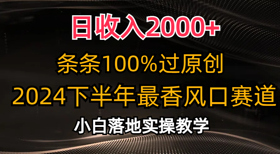 2024下半年最香风口赛道，小白轻松上手，日收入2000+，条条100%过原创-领航创业网