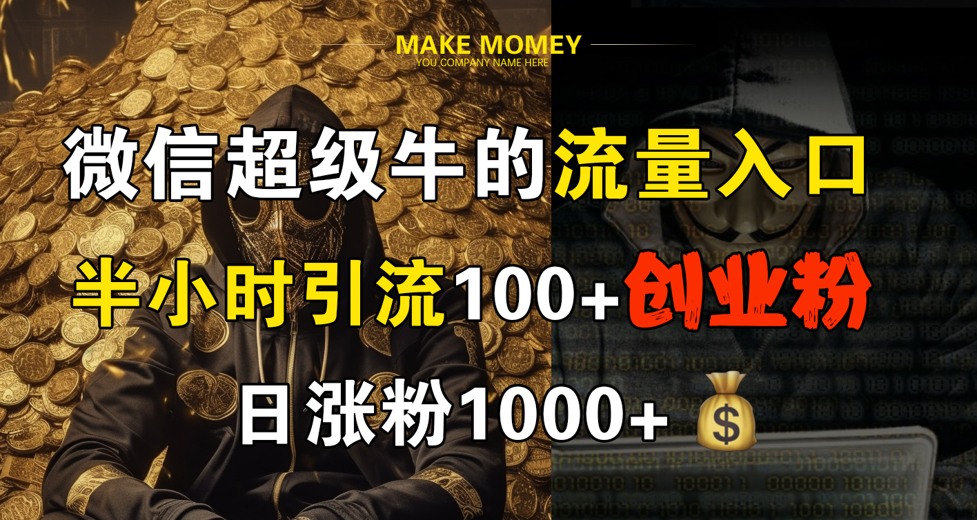 微信超级牛的流量入口，半小时引流100+创业粉，日涨粉1000+-领航创业网