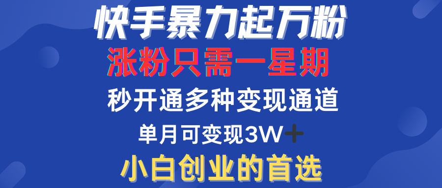 快手暴力起万粉，涨粉只需一星期！多种变现模式-领航创业网