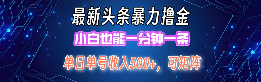 最新头条撸金，小白也能一分钟一条-领航创业网