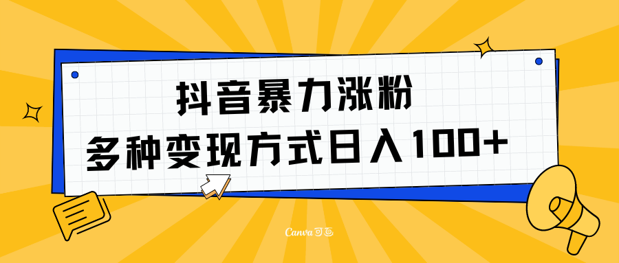 抖音暴力涨粉：多方式变现 日入100+-领航创业网