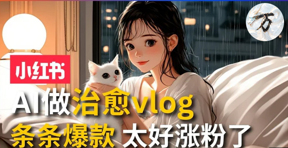 AI治愈系vlog动画视频，小红书7天 涨粉破千，商单报价1500+，0成本制作，日入2000+，有手就会 -领航创业网