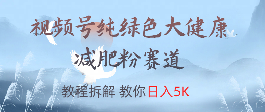 视频号纯绿色大健康粉赛道，教程拆解，教你日入5K-领航创业网