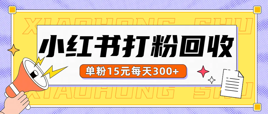 小红书打粉，单粉15元回收每天300+-领航创业网