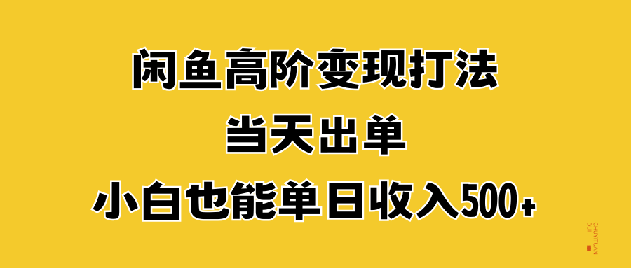 闲鱼高阶变现打法，当天出单，小白也能单日收入500+-领航创业网