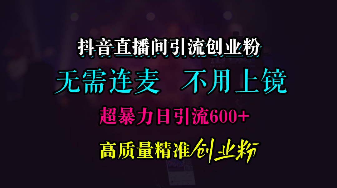 抖音直播间引流创业粉，无需连麦、无需上镜，超暴力日引流600+高质量精准创业粉-领航创业网