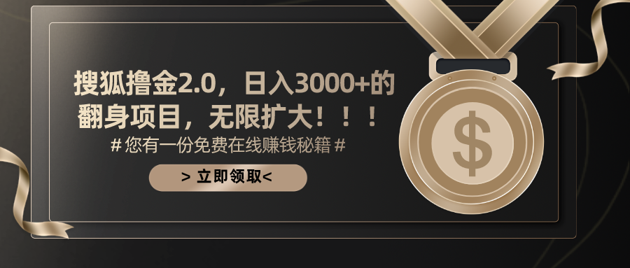 搜狐撸金2.0，日入3000+，可无限扩大的翻身项目。-领航创业网