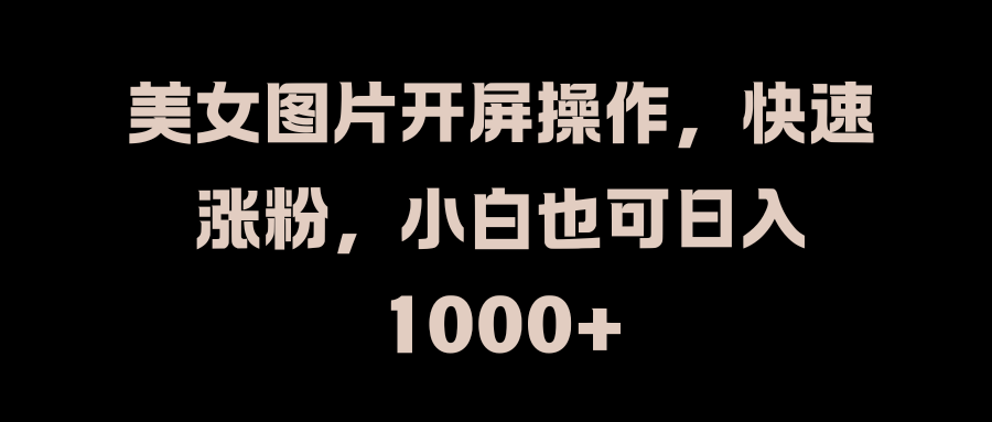 美女图片开屏操作，快速涨粉，小白也可日入1000+-领航创业网