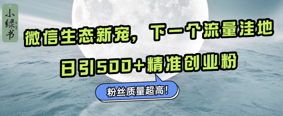 微信生态新宠小绿书：下一个流量洼地，粉丝质量超高，日引500+精准创业粉，-领航创业网