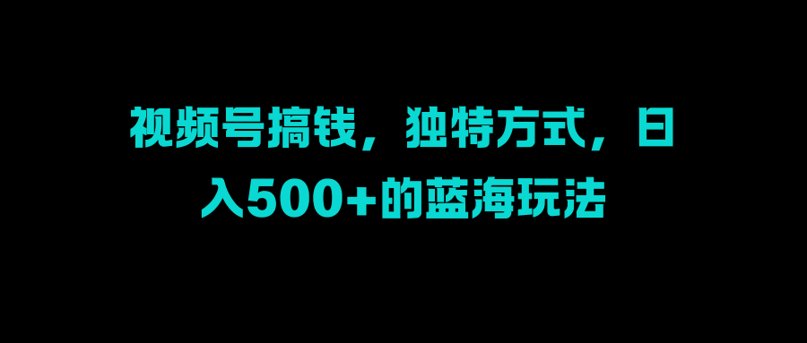 视频号搞钱，独特方式，日入500+的蓝海玩法-领航创业网