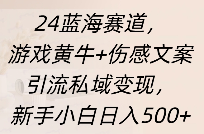 24蓝海赛道，游戏黄牛+伤感文案引流私域变现，新手日入500+-领航创业网