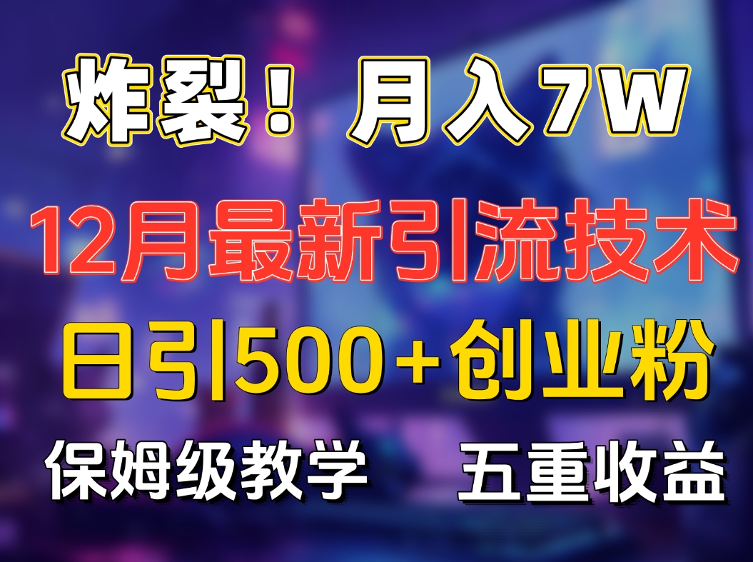 炸裂！月入7W+揭秘12月最新日引流500+精准创业粉，多重收益保姆级教学-领航创业网