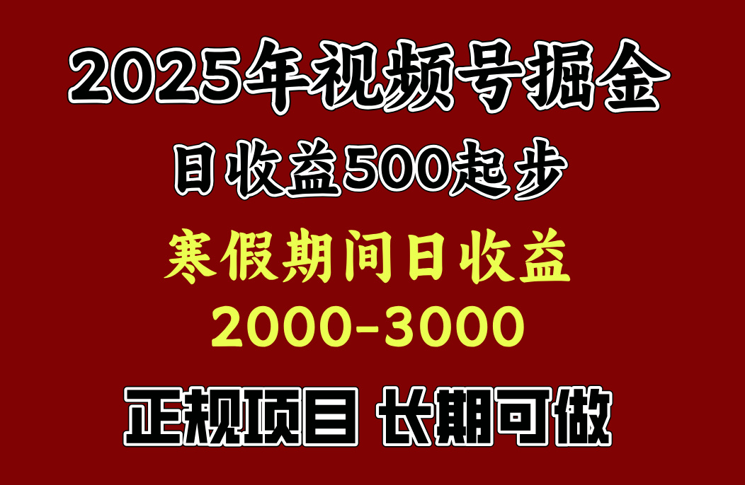 最新视频号项目，单账号日收益500起步，寒假期间日收益2000-3000左右，-领航创业网