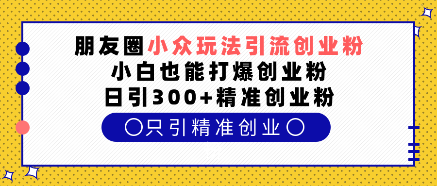 朋友圈小众玩法引流创业粉，小白也能打爆创业粉，日引300+精准创业粉-领航创业网