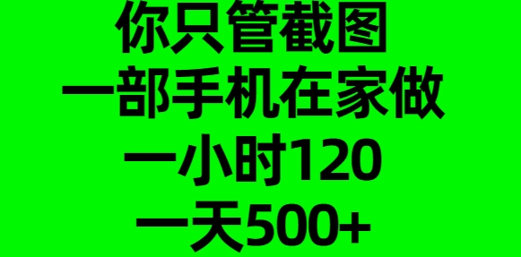 你只管截图，一部手机在家做，一小时120，一天500+-领航创业网