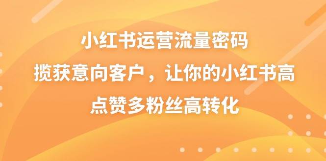 小红书运营流量密码，揽获意向客户，让你的小红书高点赞多粉丝高转化-领航创业网