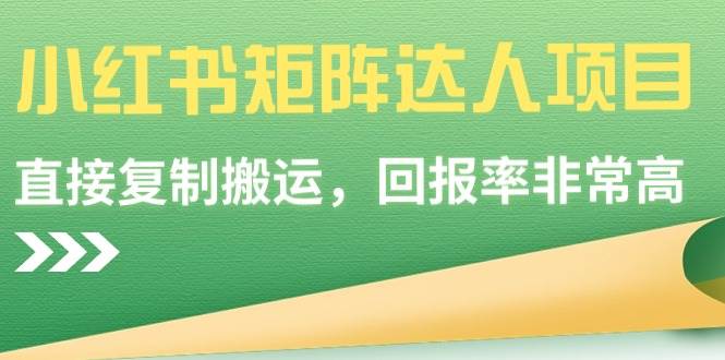 小红书矩阵达人项目，直接复制搬运，回报率非常高-领航创业网